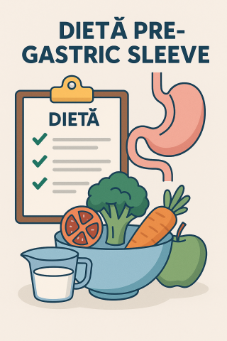 Dieta preoperatorie pentru gastric sleeve – farfurie echilibrată, lichide clare și proteine pentru pregătirea corpului înainte de operație